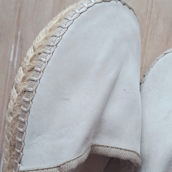 ALDO Genuine Leather Slip-On Espadrilles Cream Platform Shoes Comfy Flats - Picture 3 of 11